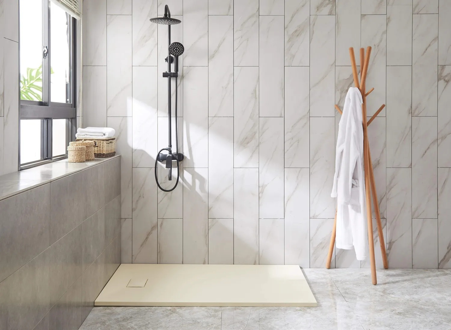 SMC-Beige shower base hotel shower room scene